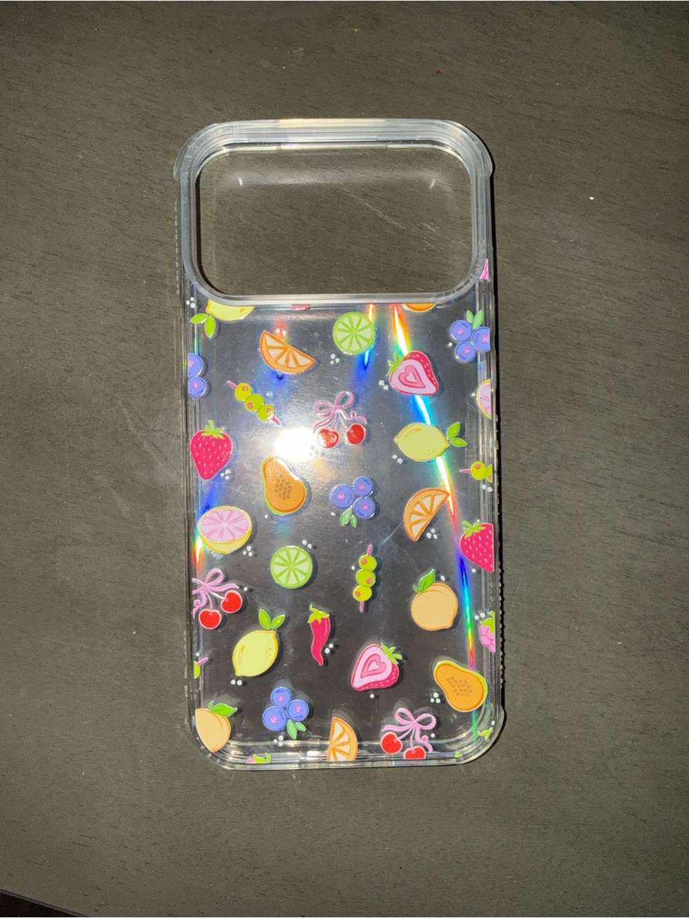 Clear Fruit Pattern Phone Case - Pink & Multicolor